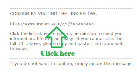 Aweber Confirmation Email